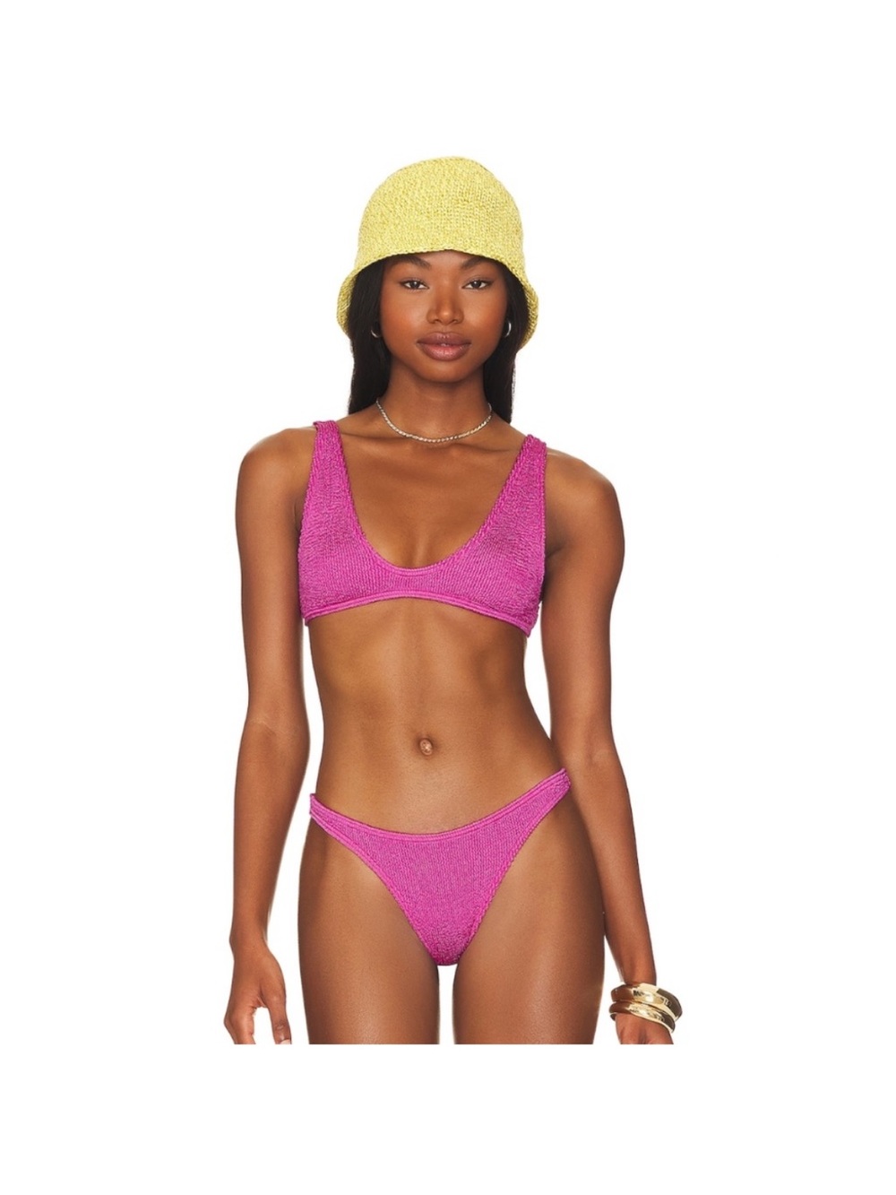 Bond-Eye Fuchsia Top Bottom (2) Two Piece Thong Bikini Set Beach Pool Swim Boat